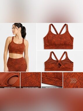 NWT Target Jacquard Bra Rust Orange Snake Print Sports Bra XL